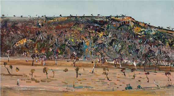 Hillside Landscape with Green Tractor by Fred Williams, 1978