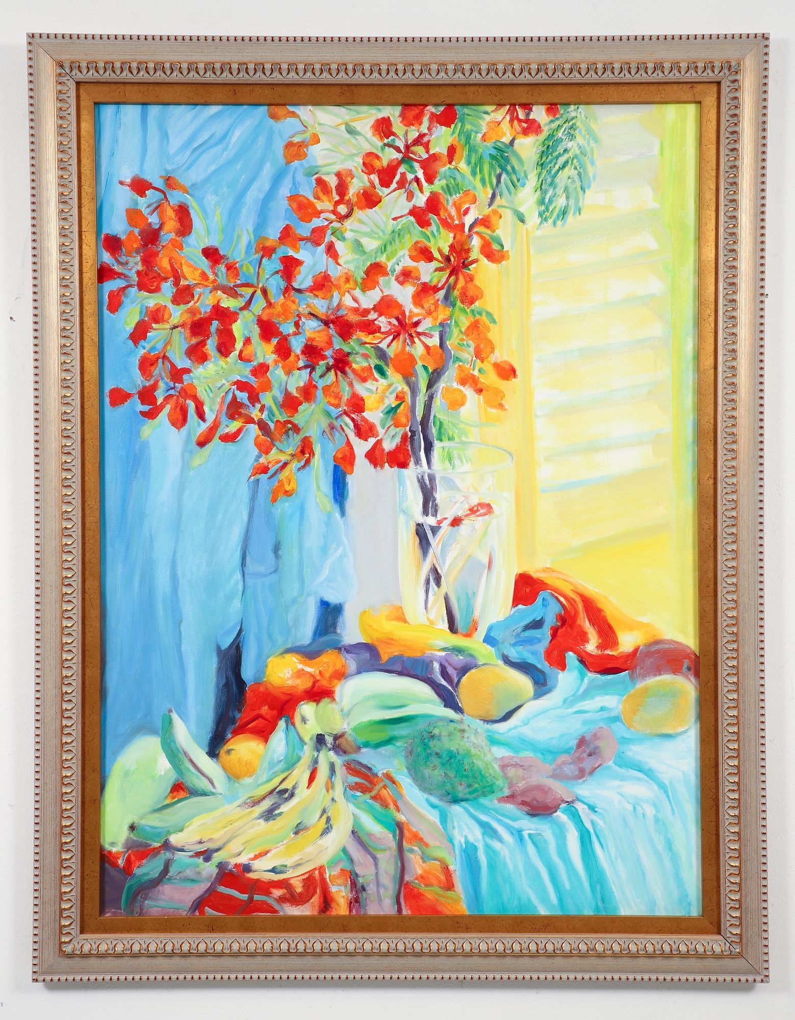 Roland Richardson | Flamboyant Bouquet and Tropical Fruits by Yellow ...