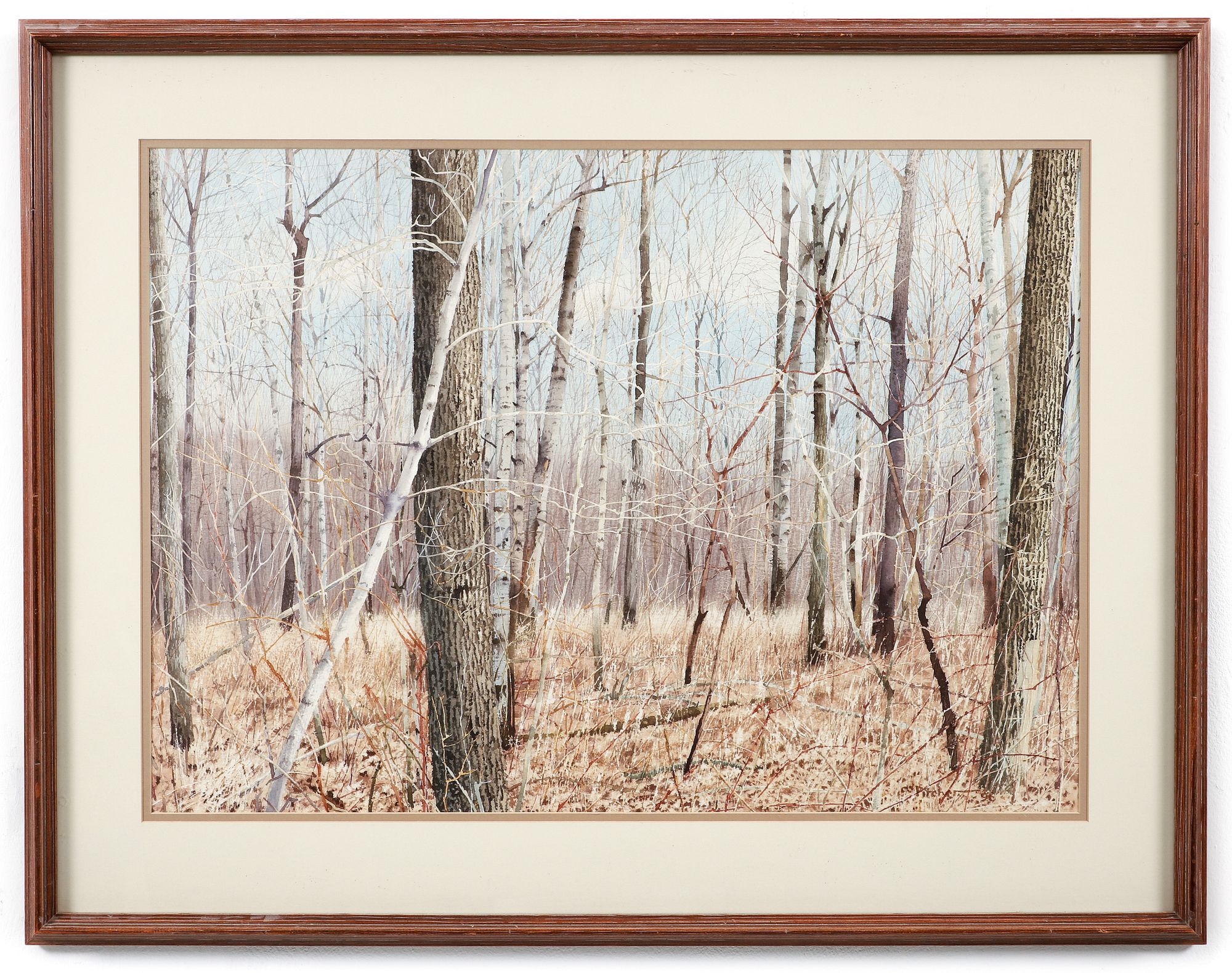 Artwork by Charles Pitcher, Charles Pitcher 1996 watercolor Early Winter Woods, Made of watercolor