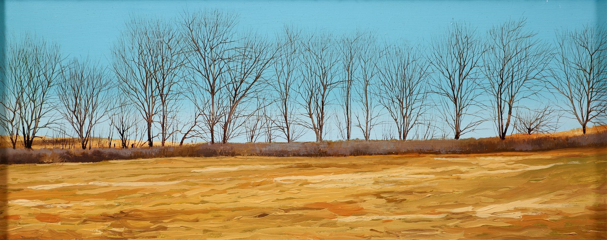 Artwork by Charles Pitcher, Charles Pitcher 1990 diptych oil Tree Row, Made of oil on paper panel