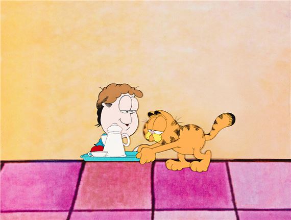 Jim Davis | Garfield and Jon Animation Cel Setup 1985 (1985) | MutualArt