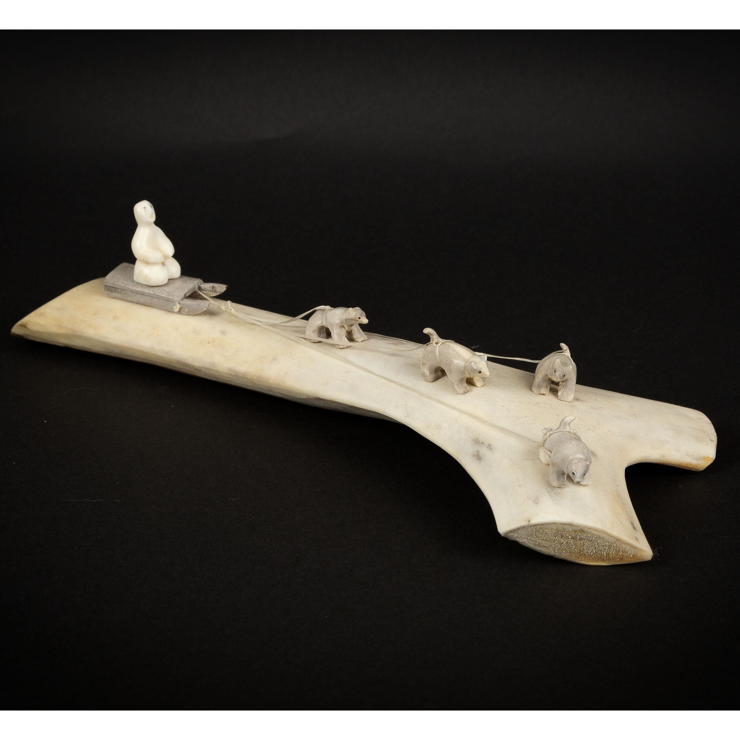 Artwork by Sarah A. K. , SLED AND DOG TEAM, Made of ivory