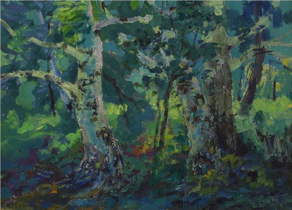 Emerald forest by Viktor Templin, Viktor Templin (1920-1994)
 ,Emerald forest
 ,signed in Cyrillic l.l.