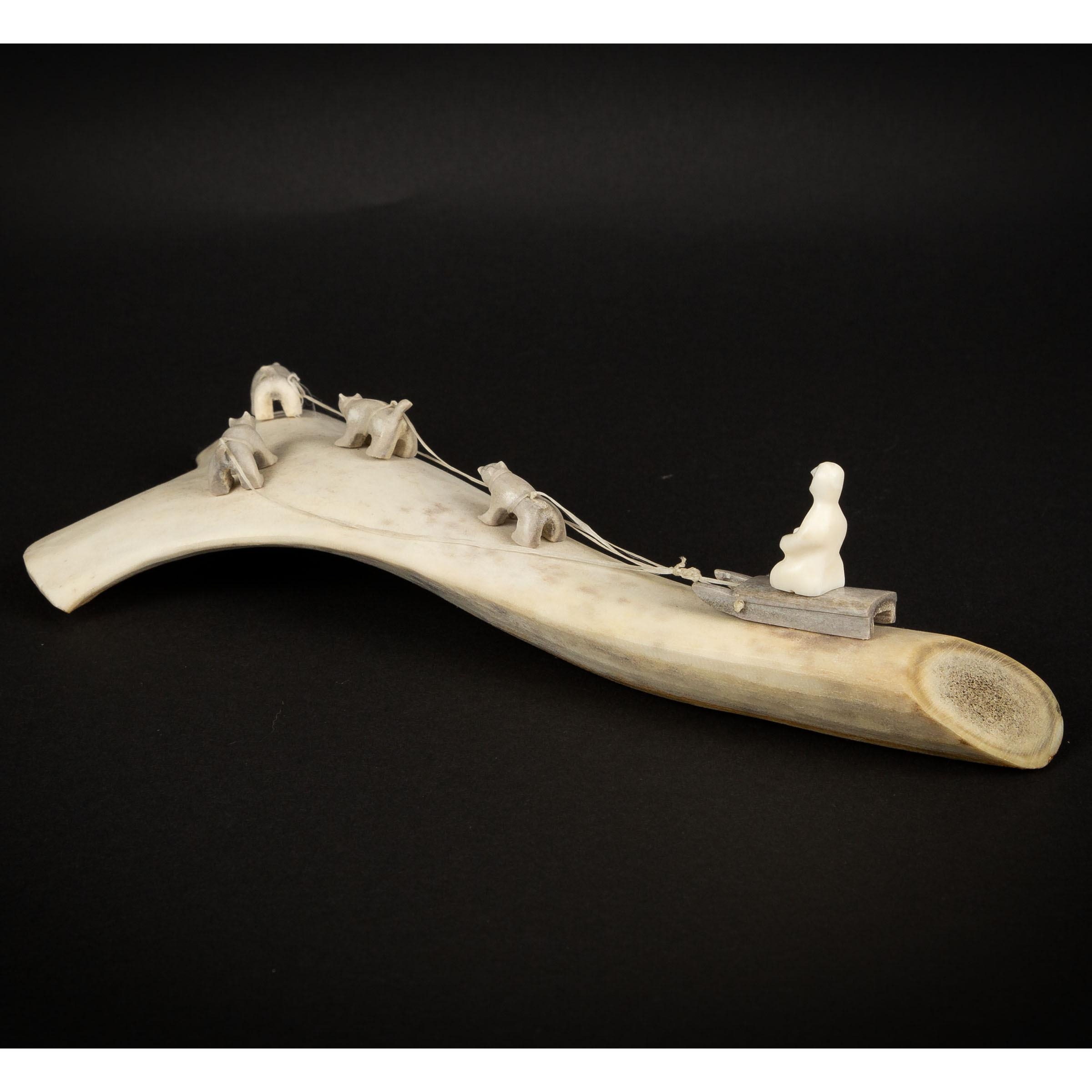 Artwork by Sarah A. K. , SLED AND DOG TEAM, Made of ivory