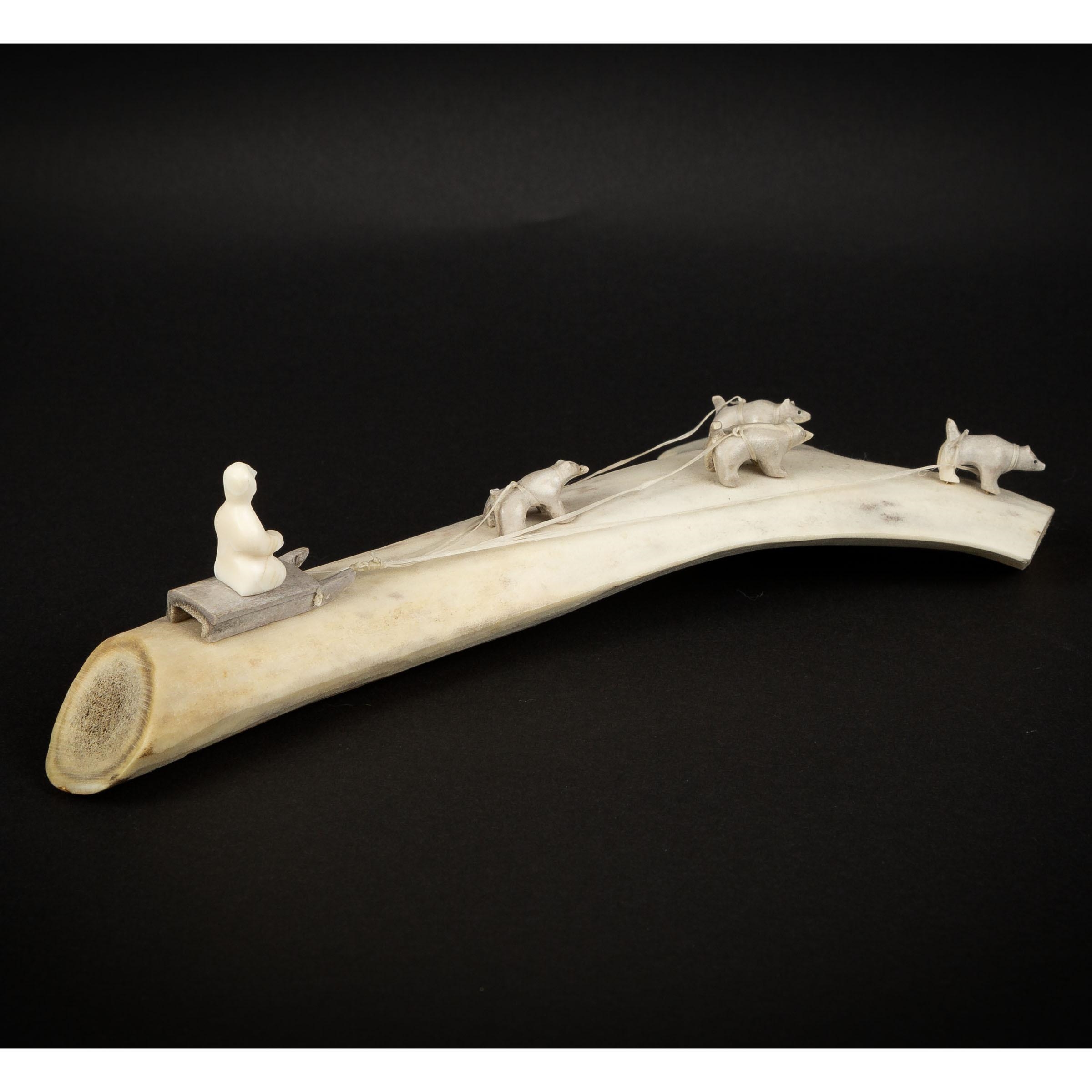 Artwork by Sarah A. K. , SLED AND DOG TEAM, Made of ivory