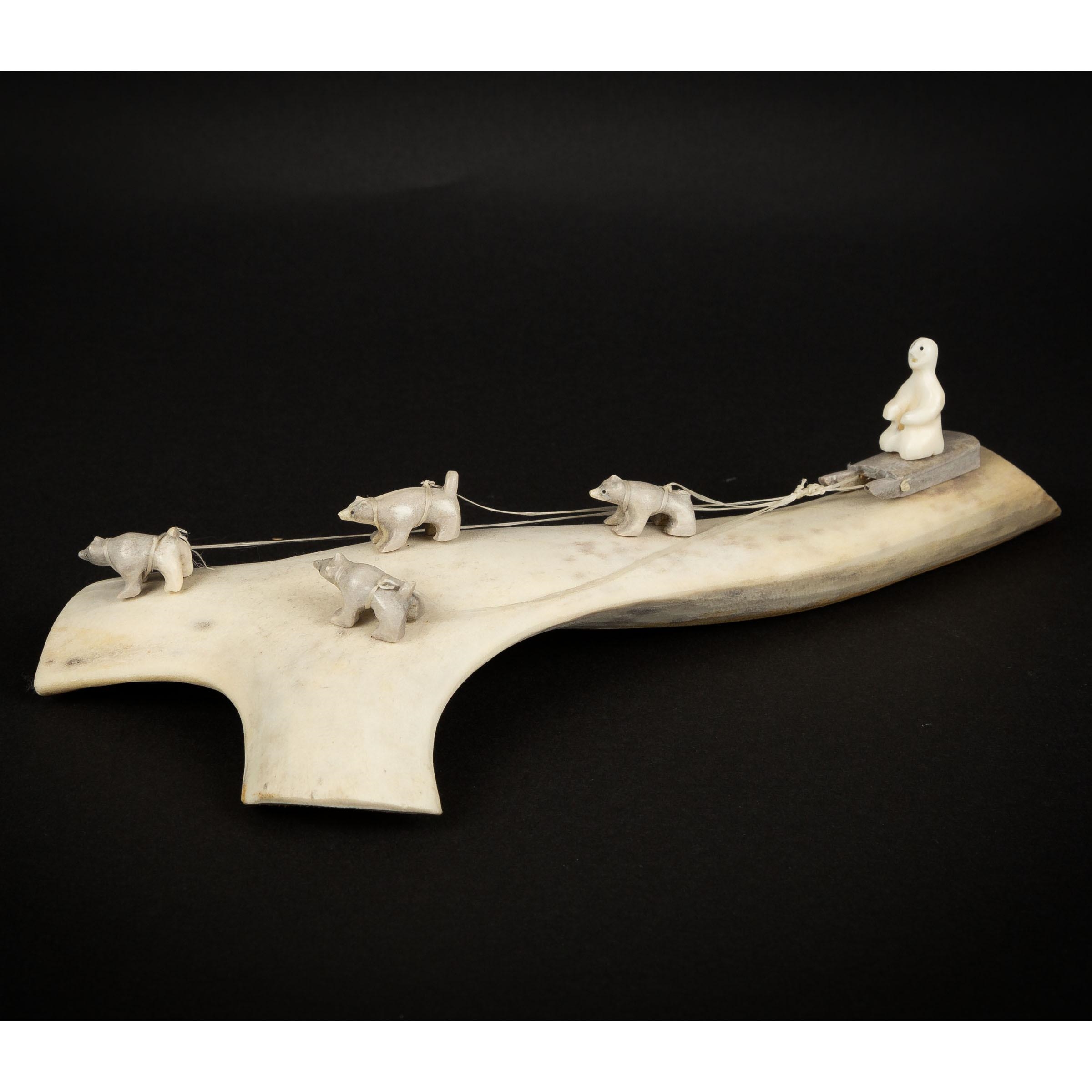 Artwork by Sarah A. K. , SLED AND DOG TEAM, Made of ivory