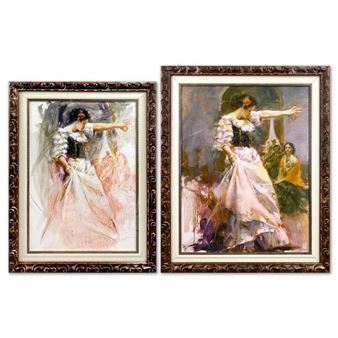 "Midnight Tango Set" Framed Original Oil Painting on Board with Matching Limited Edition on Canvas - Giuseppe Pino