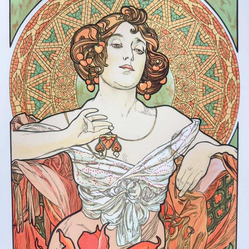 1art1 Alphonse Mucha Les Pierres Précieuses, Le Rubis 1900, 2 Parties Poster Papier Peint 250x180 cm