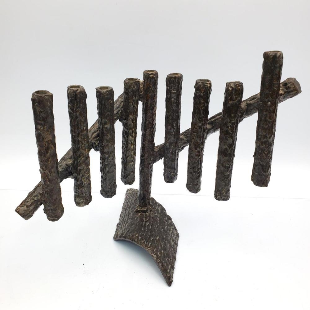 Haim Azuz | Judaica Bronze Sculpture Menorah by Haim Azuz | MutualArt