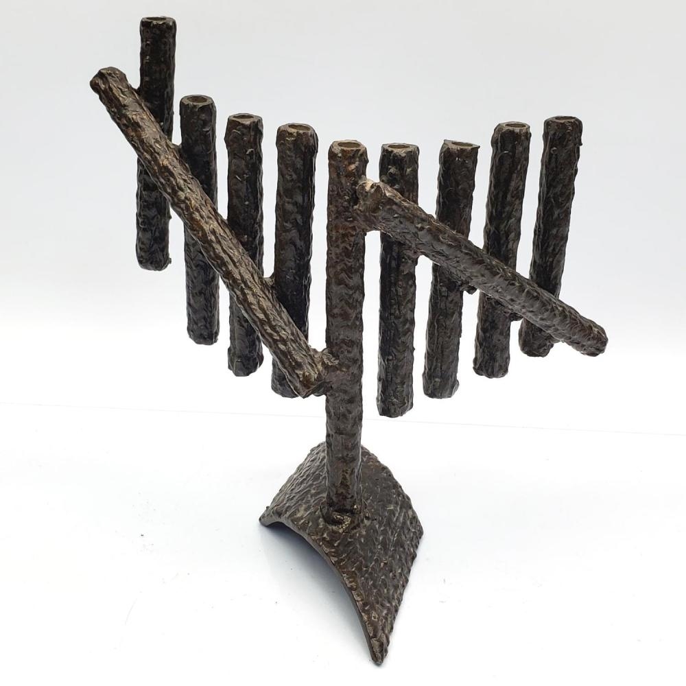 Haim Azuz | Judaica Bronze Sculpture Menorah by Haim Azuz | MutualArt
