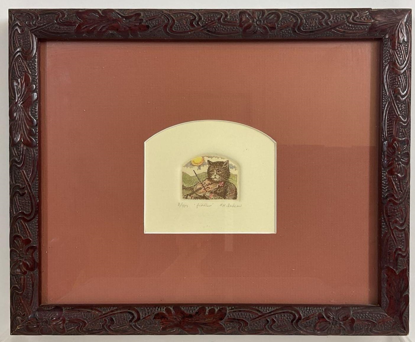 Artwork by Rachel Badeaus, Fiddler, Made of Color etching