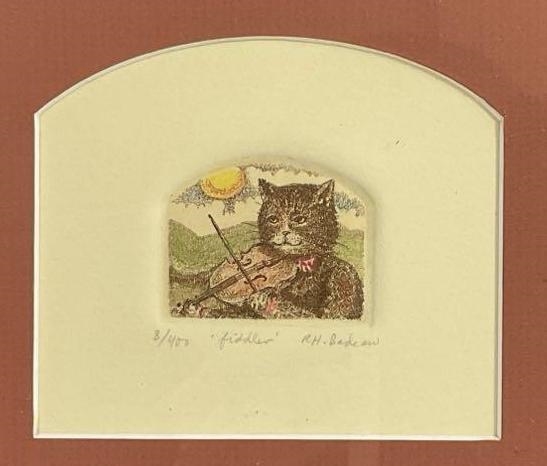 Artwork by Rachel Badeaus, Fiddler, Made of Color etching