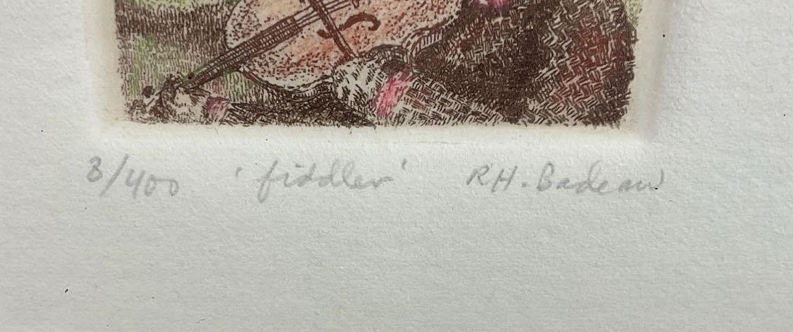 Artwork by Rachel Badeaus, Fiddler, Made of Color etching