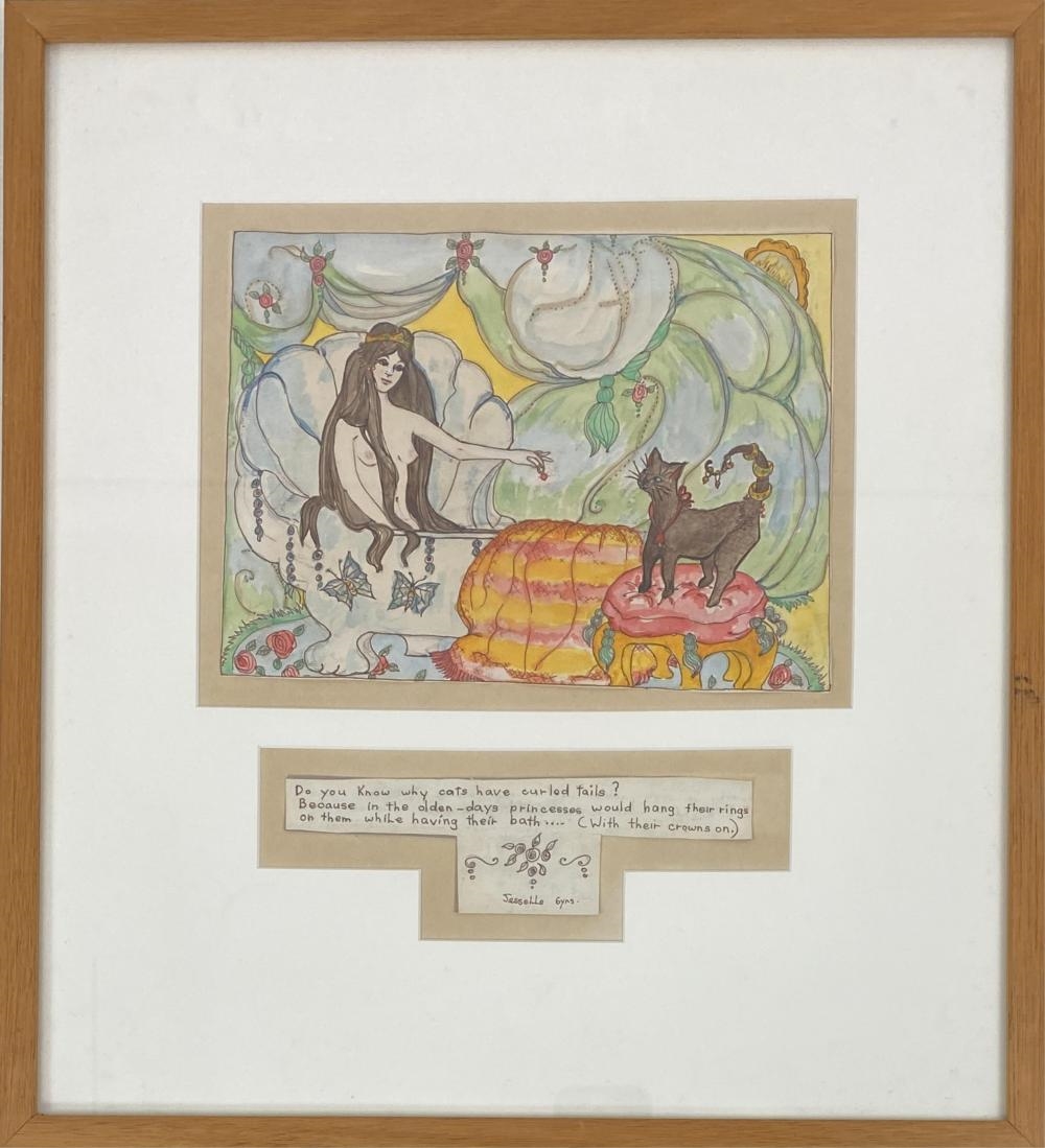 Artwork by Laura Hopkins, Do you know why Cats have Curly Tails?, Made of Pen & watercolour
, Pen & watercolour