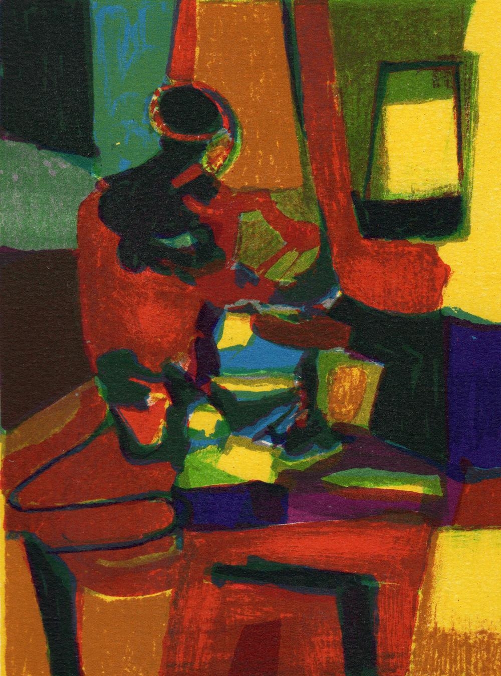 Marcel Mouly | Marcel Mouly Hand signed Lithograph Yellow Lounge Artist ...