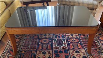 Timber & Black Glass Top Coffee Table - Paul Kafka