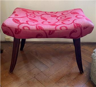 Timber Stool Red & Pink Upholstery - Paul Kafka