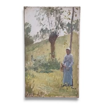 Jeune femme au panier - Jehan Le Liepvre