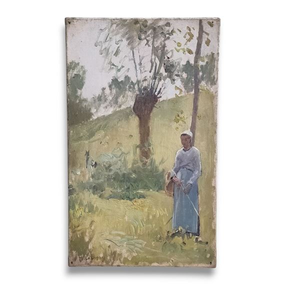 Jeune femme au panier - Jehan Le Liepvre