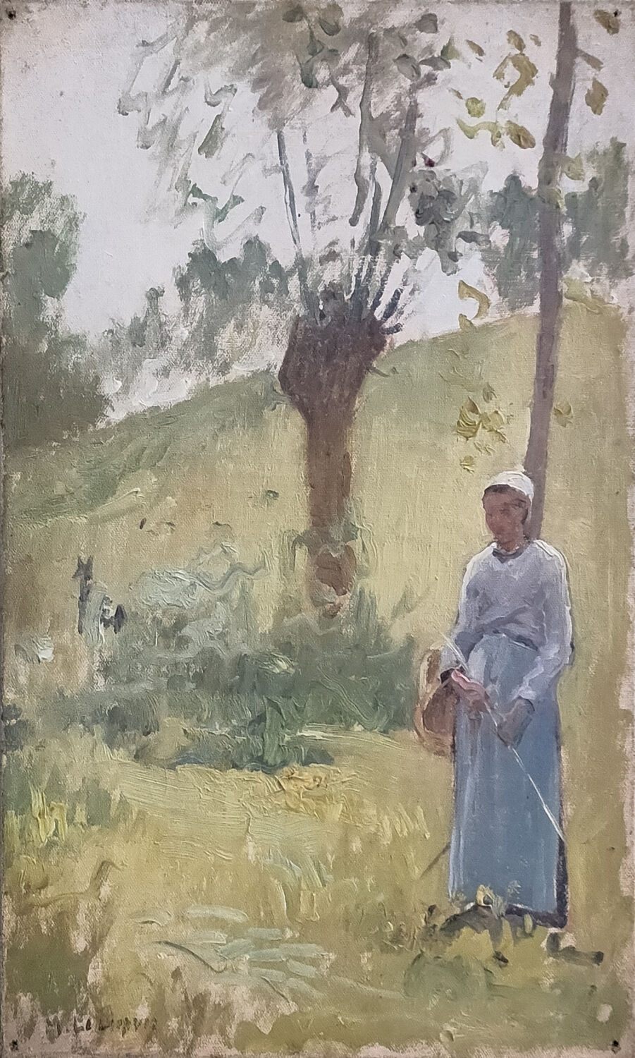 Artwork by Jehan Le Liepvre, Jeune femme au panier, Made of Oil on canvas