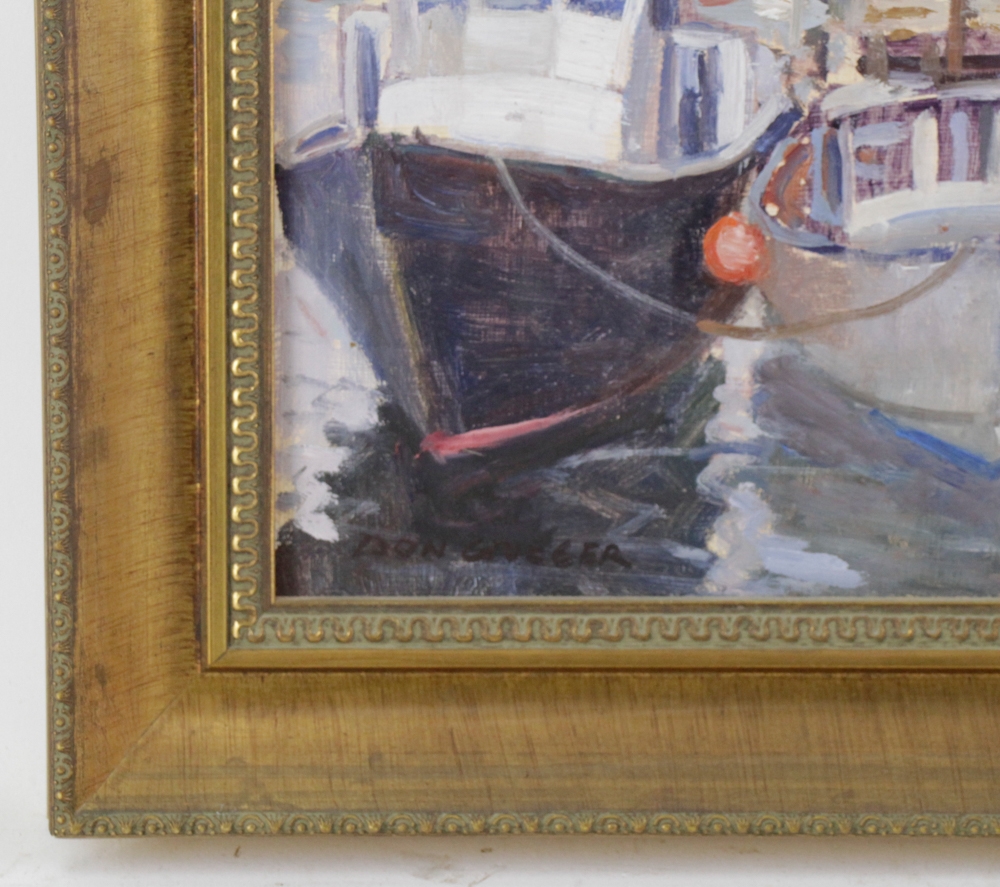 Artwork by Donald Grieger, Donald Grieger, Boats at Rocky Neck, Oil on Board, Made of oil on board