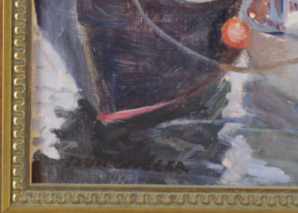 Artwork by Donald Grieger, Donald Grieger, Boats at Rocky Neck, Oil on Board, Made of oil on board