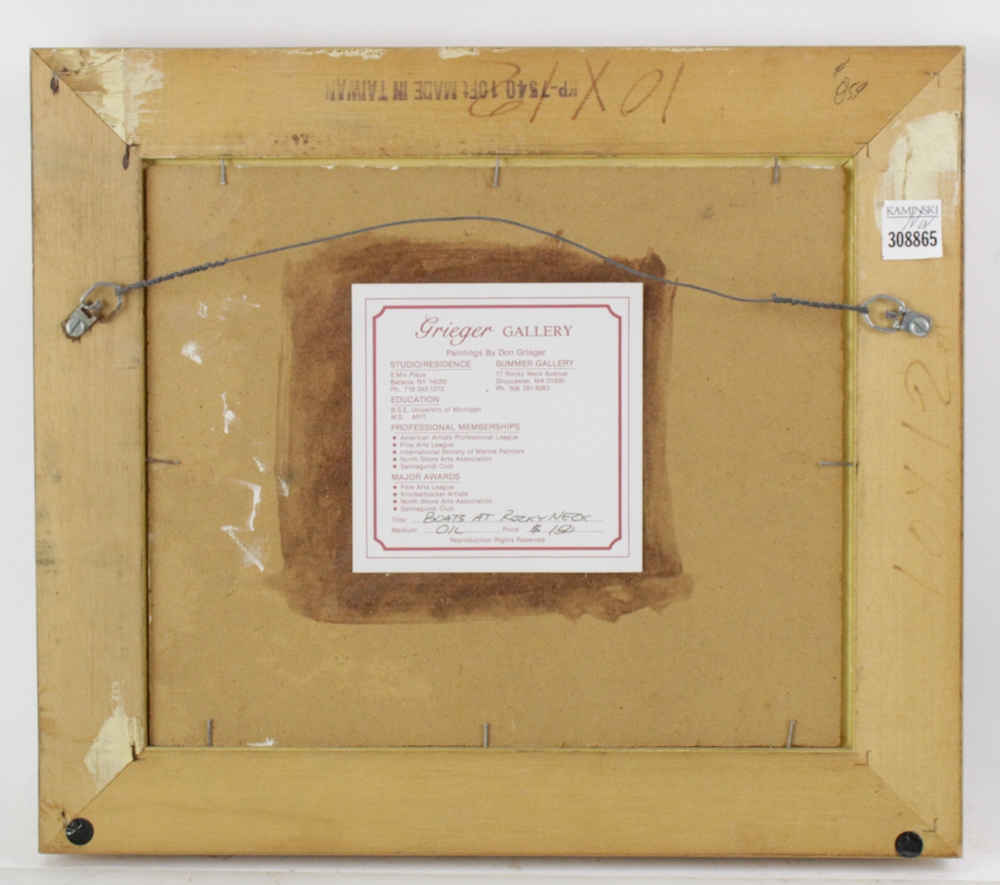 Artwork by Donald Grieger, Donald Grieger, Boats at Rocky Neck, Oil on Board, Made of oil on board