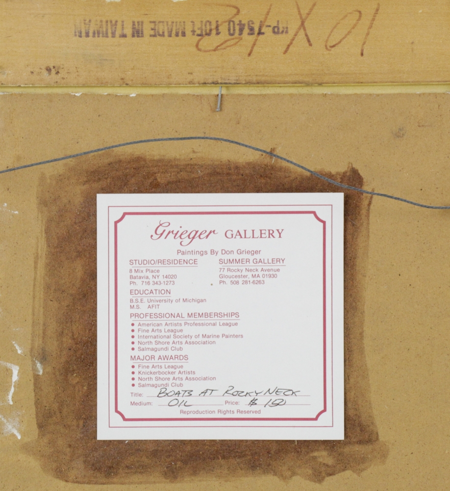 Artwork by Donald Grieger, Donald Grieger, Boats at Rocky Neck, Oil on Board, Made of oil on board