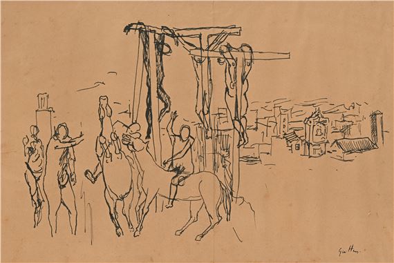 Renato Guttuso | Crocifissione - Disegno preparatorio per l'opera
