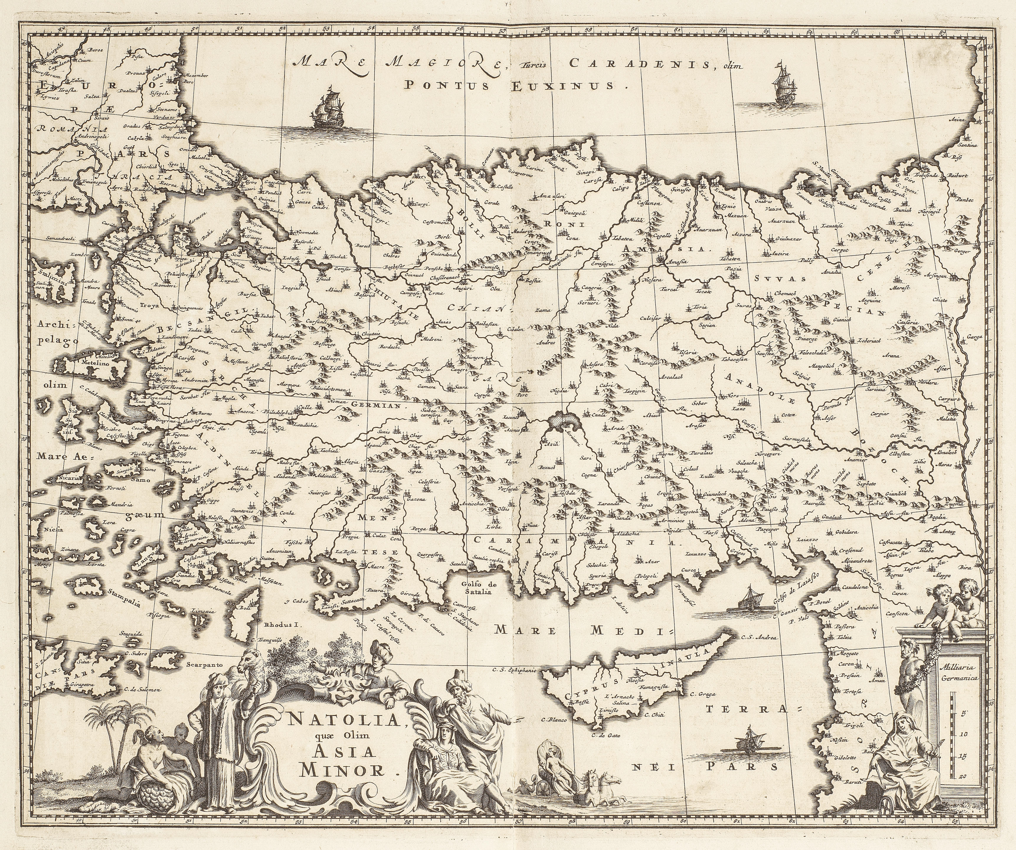 Artwork by Jacob van Meurs, Naukeurige Beschryving van Asie, FIRST EDITION, 2 parts in 1 vol., Amsterdam, Jacob van Meurs, 1680, Made of engraved illustrations in text, 2 plates