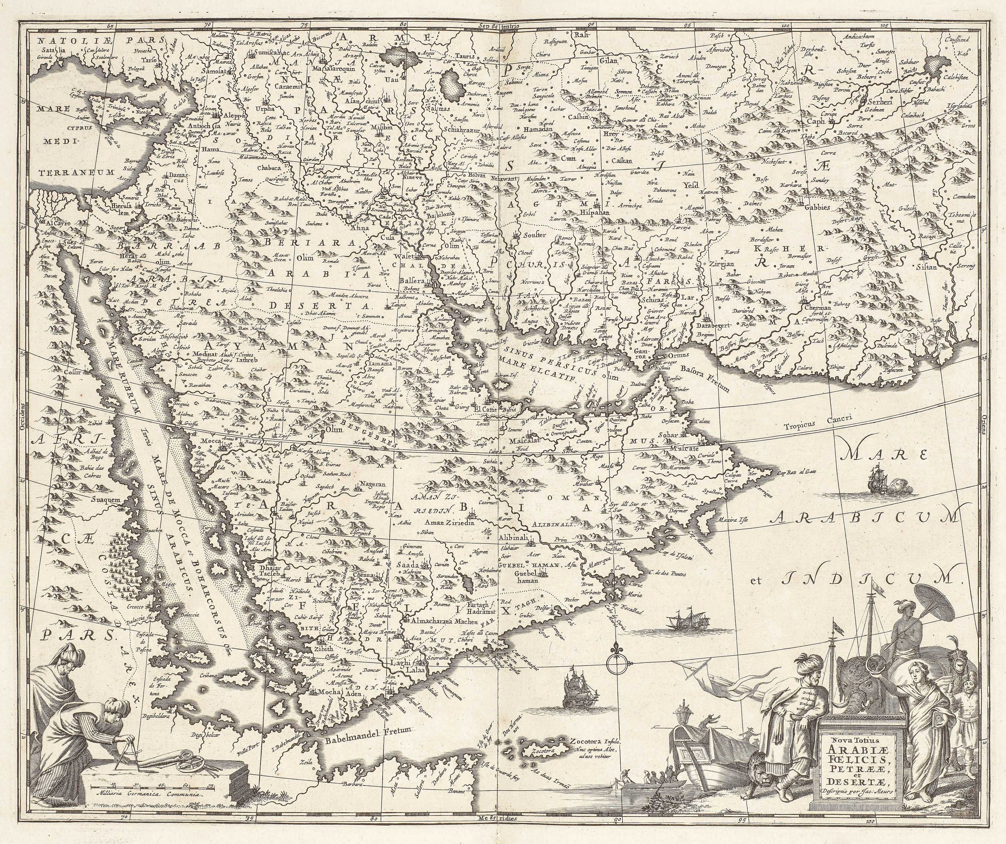 Artwork by Jacob van Meurs, Naukeurige Beschryving van Asie, FIRST EDITION, 2 parts in 1 vol., Amsterdam, Jacob van Meurs, 1680, Made of engraved illustrations in text, 2 plates