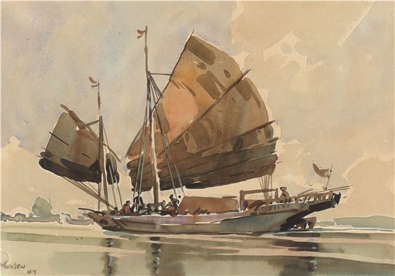 Portrait of a Chinese junk by Yong Mun Sen, 1947