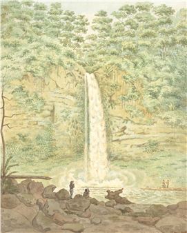 Figures by a waterfall, Java - Pieter van Oort