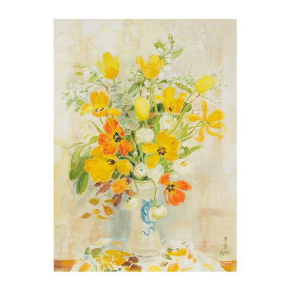 Les tulipes jaunes et oranges by Lê Phổ, 1975
