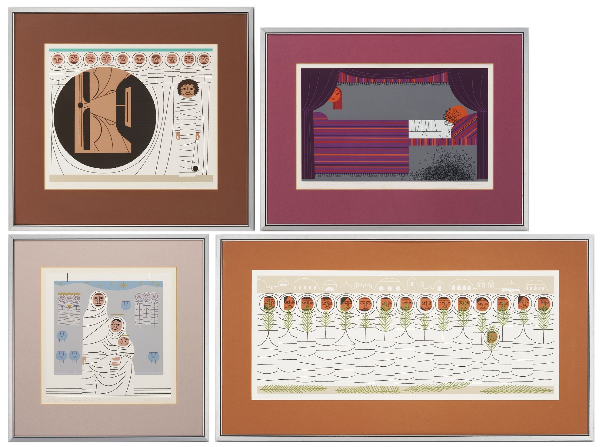 Artwork by Edie Harper, 4 Edie Harper Signed Serigraphs, Made of serigraphs on paper prints