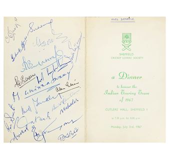 SHEFFIELD CRICKET LOVERS' SOCIETY DINNER MENU CARD - Umesh Kulkarni