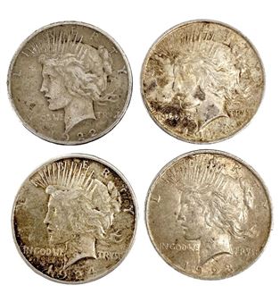 4pc 1922-‘24 Silver Peace Dollars - Knownfor