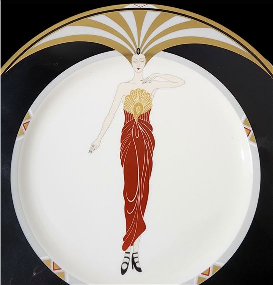 Erté | Vintage ERTE Le Soleil Ebony Charger Plate | MutualArt