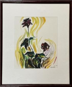 PETER SABAT SIGNED WATERCOLOR - ROSES AT SUNSET - Peter Sabat
