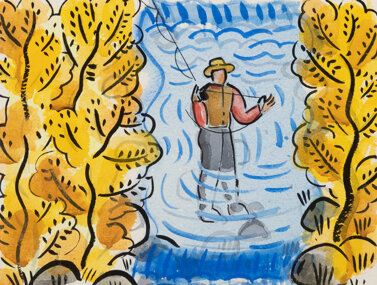 Mindful Wading, Blue-Yellow by Richard Thompson, 2005