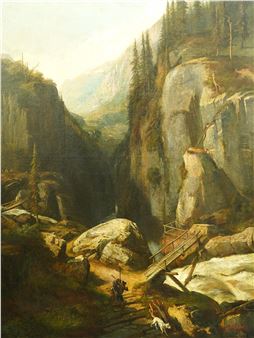 1872) Landscape with a deep ravine - Pierre Girard