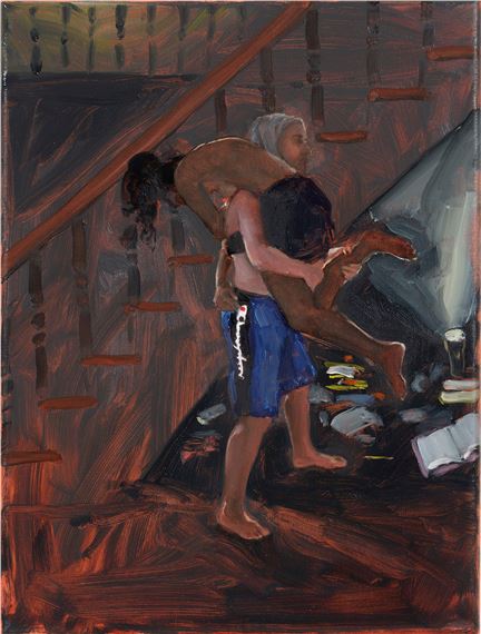 Hiding Place Under the Stairs Wrestlers by Jenna Gribbon, Painted in 2019