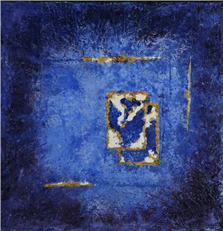 Composition abstraite sur fond bleu - Damien Rouxel