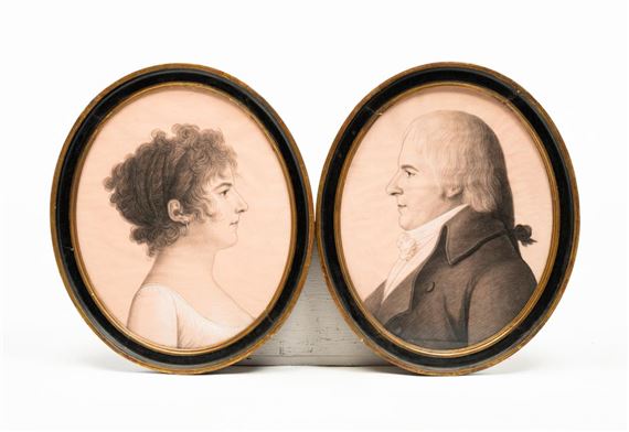 PAIR OF PORTRAITS BY CHARLES BALTHAZAR SAINT-MEMIN (FRENCH, ACTIVE NEW YORK / NEW JERSEY, 1770-1852 by Charles-Balthazar-Julien Fevret de Saint-Memin, early 19th Century