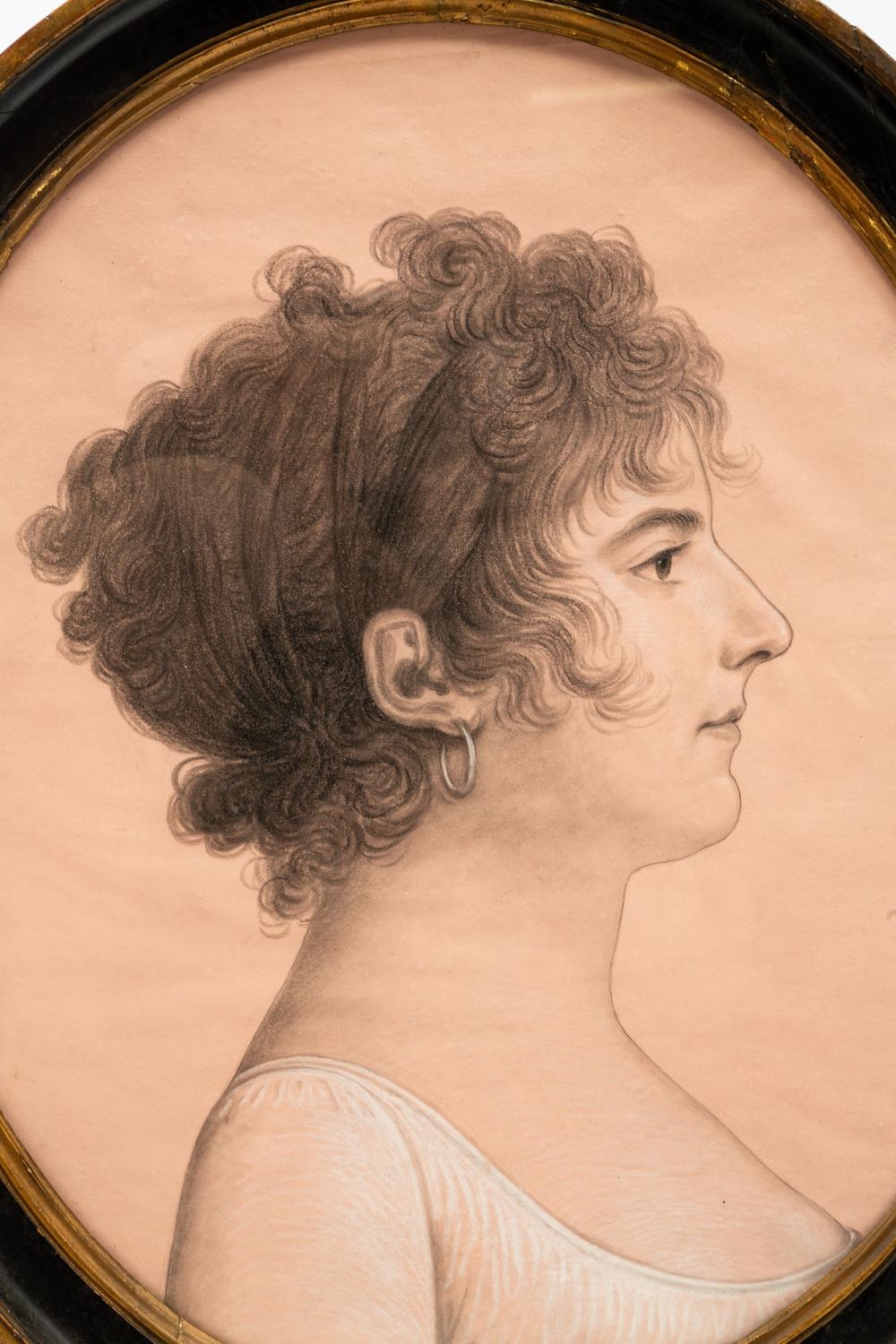 Artwork by Charles-Balthazar-Julien Fevret de Saint-Memin, PAIR OF PORTRAITS BY CHARLES BALTHAZAR SAINT-MEMIN (FRENCH, ACTIVE NEW YORK / NEW JERSEY, 1770-1852, Made of light pink