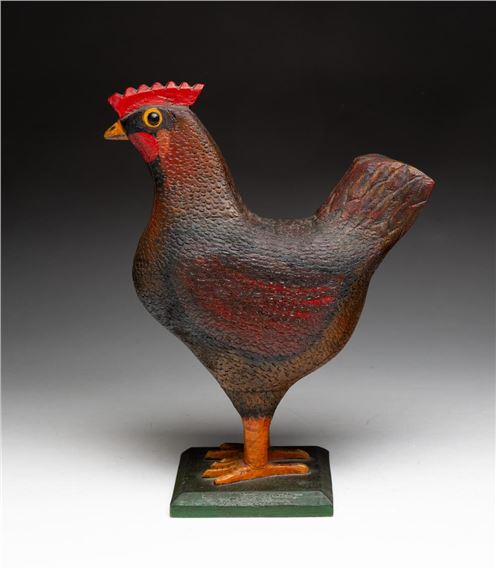 LARGE CARVED AND PAINTED FOLK ART WOOD ROOSTER BY FRANK TEXTER (1875-1967 - Frank Texter