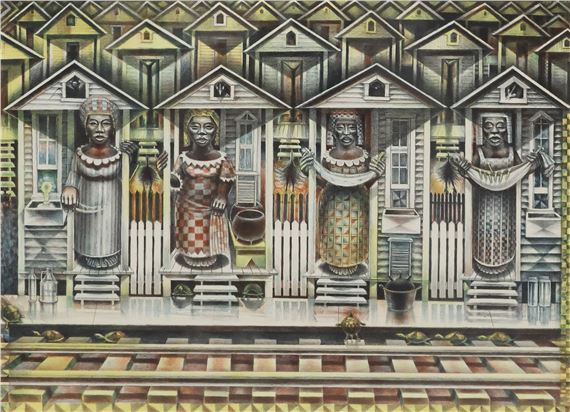 "Four Seasons by John Biggers, dated 1990