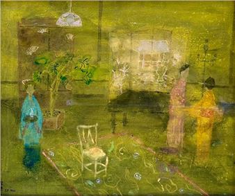 Tang JIH TANG Deux amies Huile sur toile. Situé en bas à gauche - Tang Jih Tang