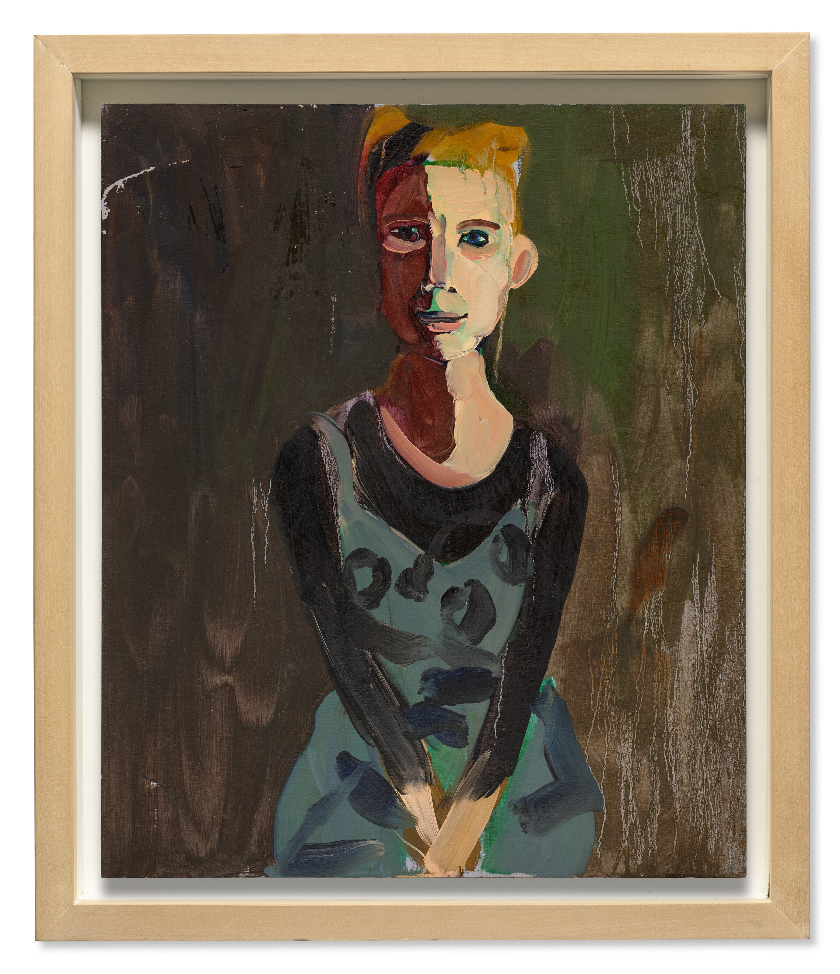 Artwork by Chantal Joffe, Girl in a Pinafore, Made of oil on panel