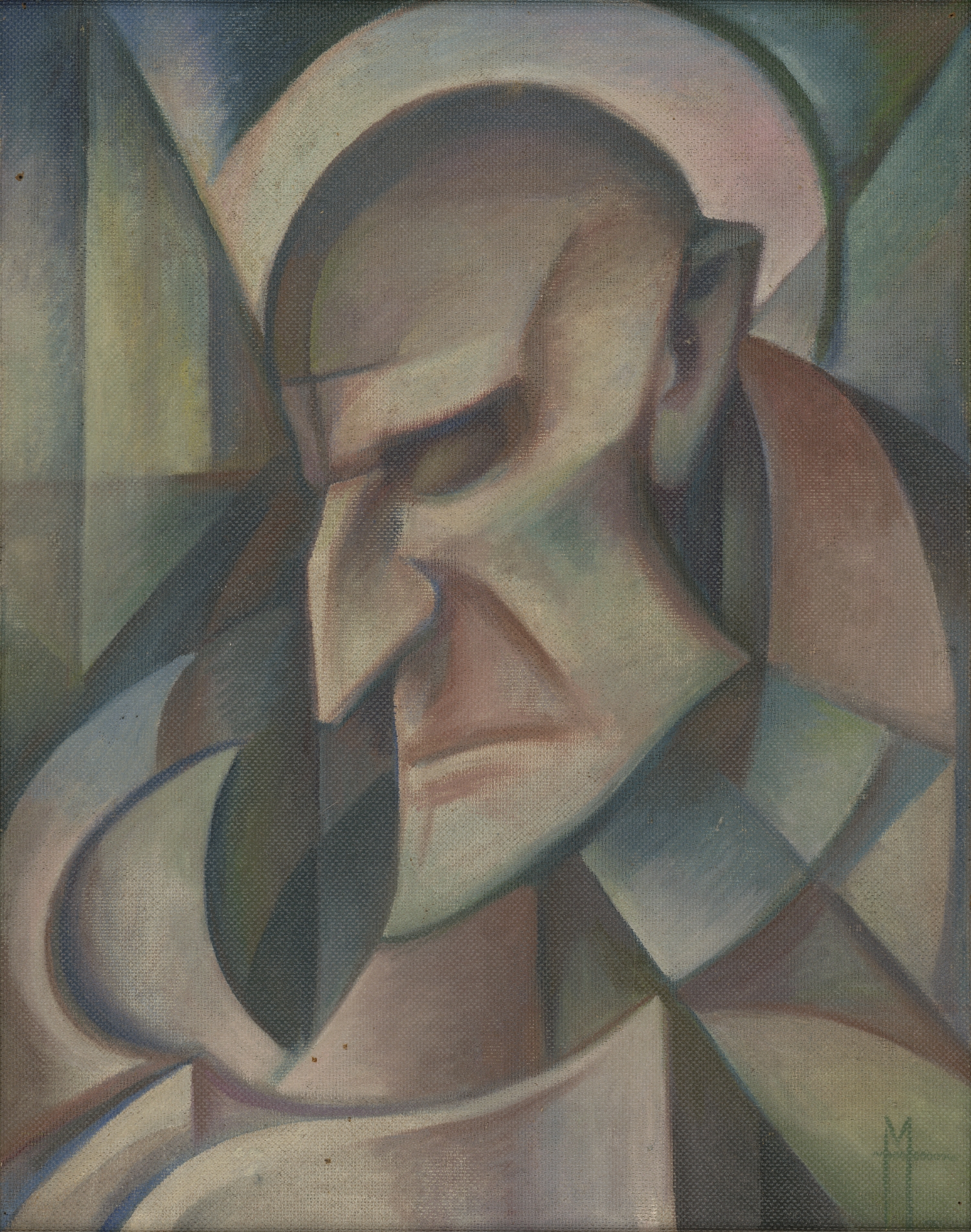 Artwork by Hedwig Marquardt, Sinnender Mann, Made of oil on hardboard